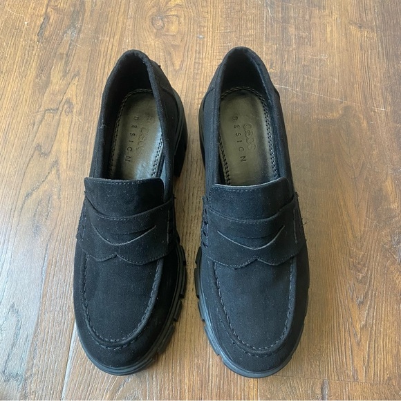 ASOS Sloane Y2K Chunky Lug Sole Preppy Collegiate Penny Mid Heeled Loafer SZ 7W - Picture 6 of 16
